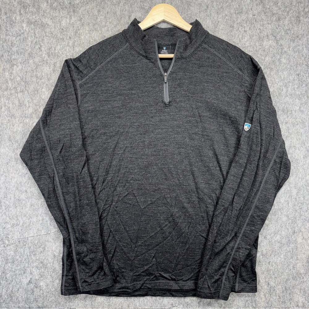 Kuhl 1/4 Merino Wool Pullover Men's XL Gray Baselayer Ski Hike Outdoors 3094